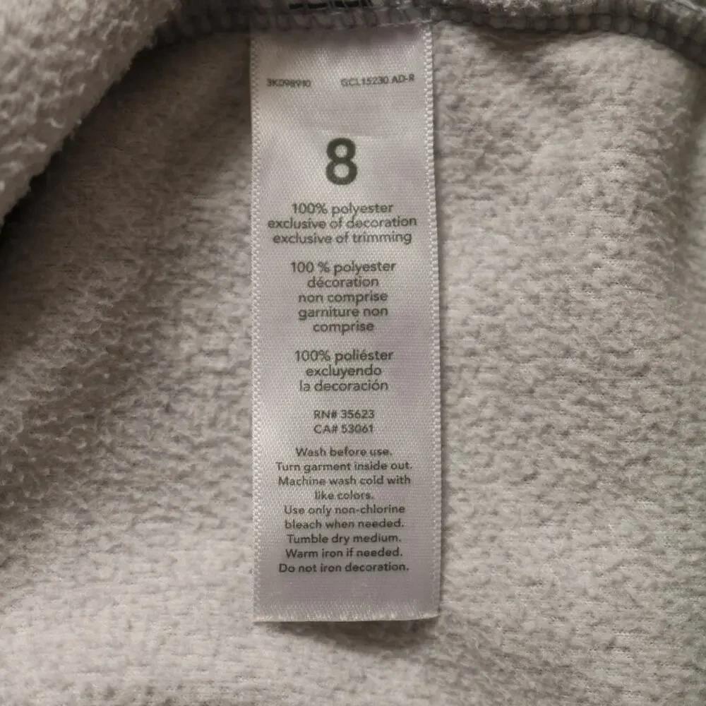 4/$20 - Carters Girls Fleece Zip-Up Hoodie Sweatshirt Gray & Pink Size 8